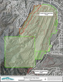 Map of Red Rock Canyon showing Fire Mitigation Areas
